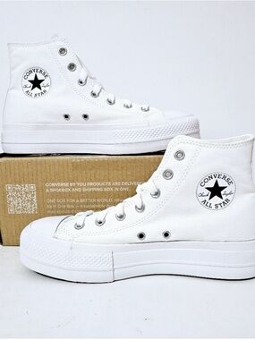 Converse White High-Top Platform Canvas Sneakers